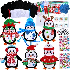 Winlyn 24 Sets Christmas Craft Kits Winter Crafts DIY Christmas Penguin Ornament