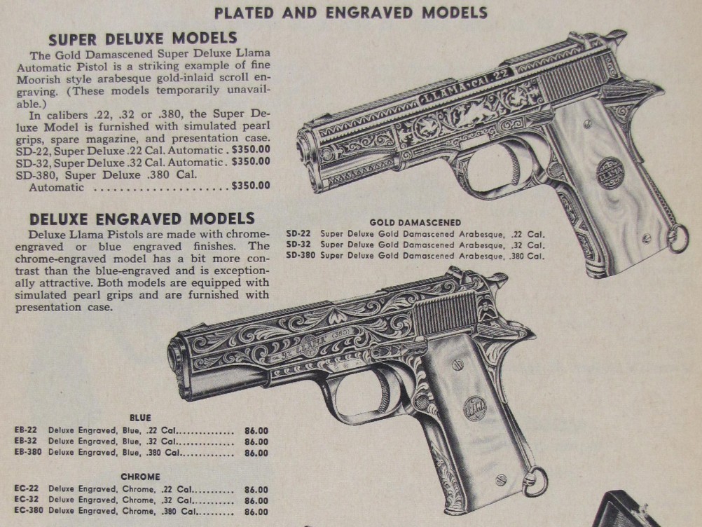 Vintage 1965 LLAMA Deluxe Engraved Pistol Print Ad