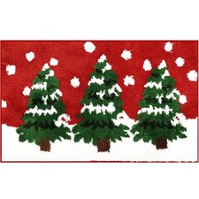 Winter Red Christmas Tree Bathroom Rug 20x32 Inch Absorbent Non Slip Mat