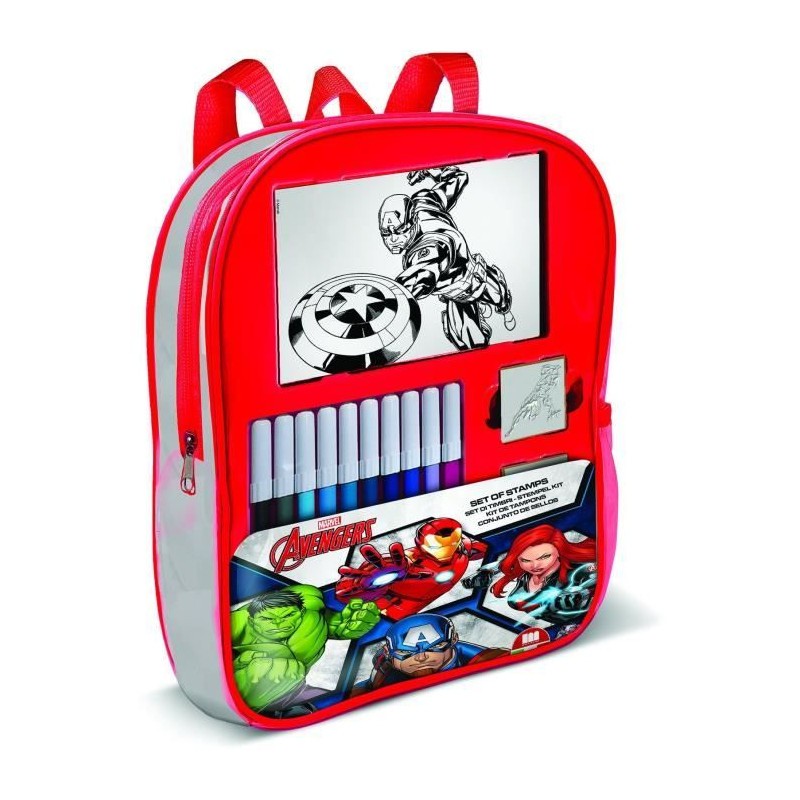 Sac à dos enfant transparent Multiprint avec mini tampons bois Avengers
