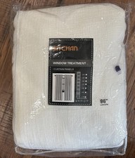 JINCHAN Linen Look Living Room Curtain 96" x 52" Light Filter Window Panel White