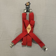 Red Dickies Men's Elastic X-Back Heavy Duty Clip-End Work Suspender Braces