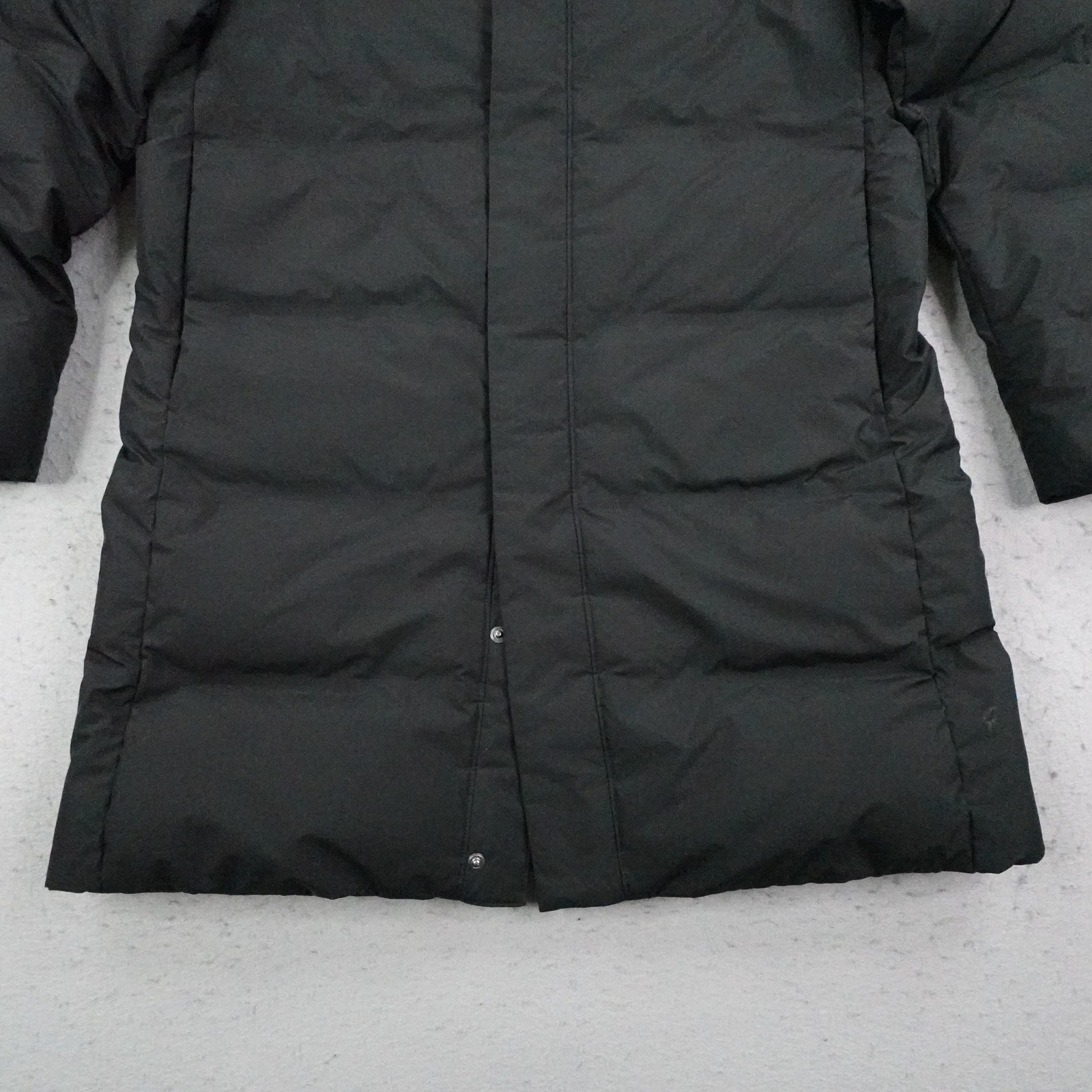 Uniqlo Jacket Womens Small Black Lightweight Down Puffer Long Coat Zip Snap Up thumbnail 3