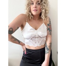 Vintage 80s 90s White Lace Nightwear Crop