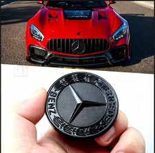 57mm Black Flat Hood Ornament Badge Emblem For Mercedes Benz C-class W205 W213