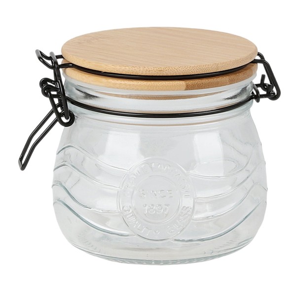 DrahtbüGelglas Vorratsglas Aufbewahrungsglas GlasbehäLter 500Ml Mit Bambusdeckel-image