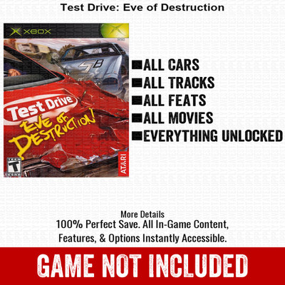 Test Drive Eve of Destruction 100% Unlocked All Items Xbox USB Save File