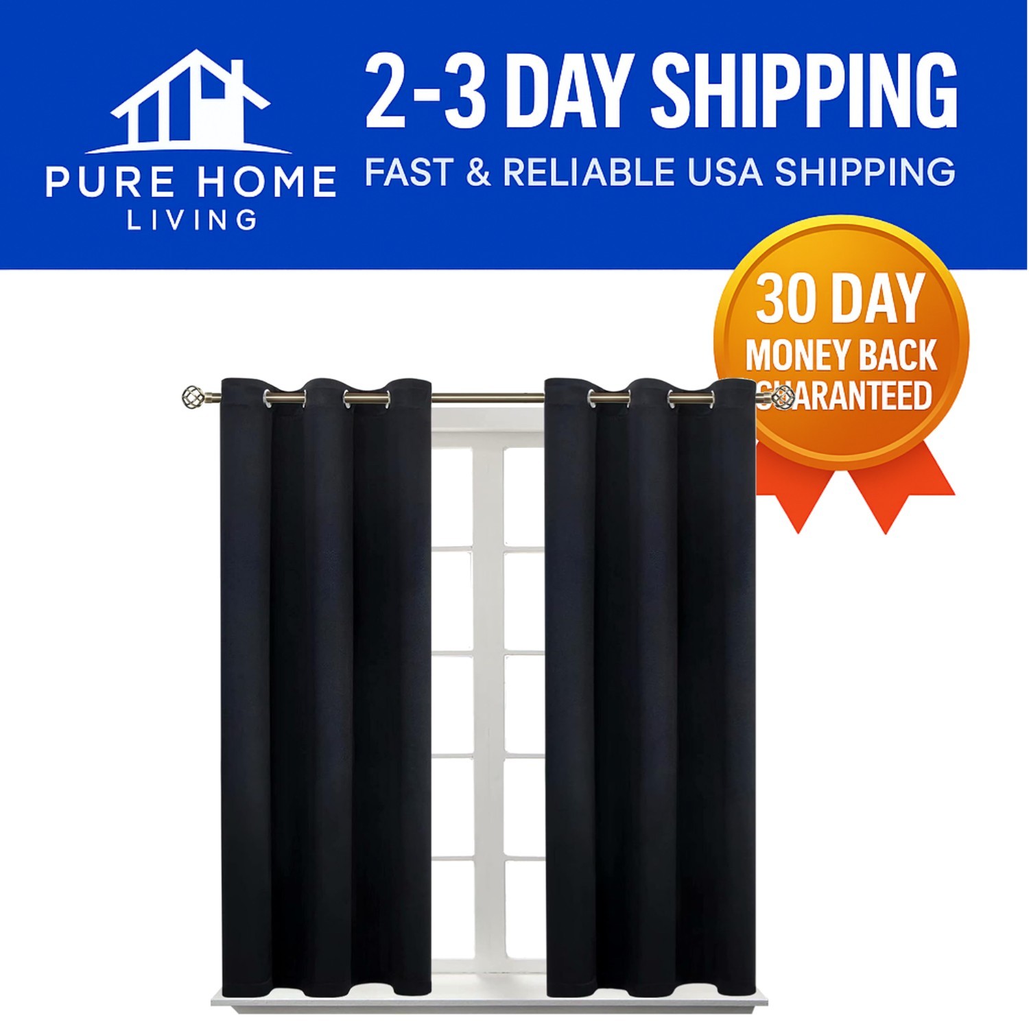 Elegant Blackout Curtains - Grommet Thermal Insulated Drapes, Set of 2, 54"x38"