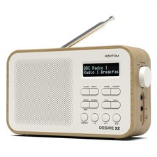 Azatom DAB FM Radio Alarm Clock Speaker Portable Battery Speaker Desire X2 Oak