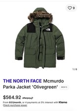 The North Face Mens XL Green/Black Hooded Dow...