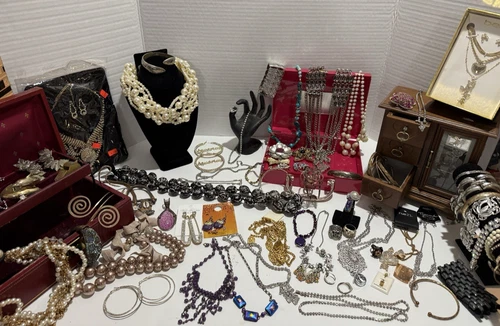 Large Lot of Costume Jewelry & Box's. Some new and some vintage