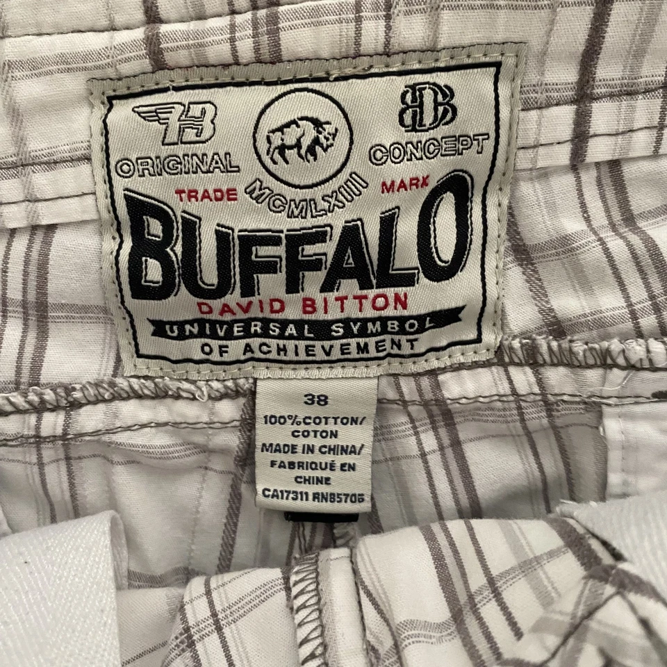 Buffalo David Bitton 工装短裤男式 38 格子休闲口袋户外夏季 — 第 2/4 张图片