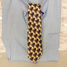 Abstract Arch Tie Mens NORDSTROM Yellow Blue Woven Silk Art Deco MICHAEL JACOBS