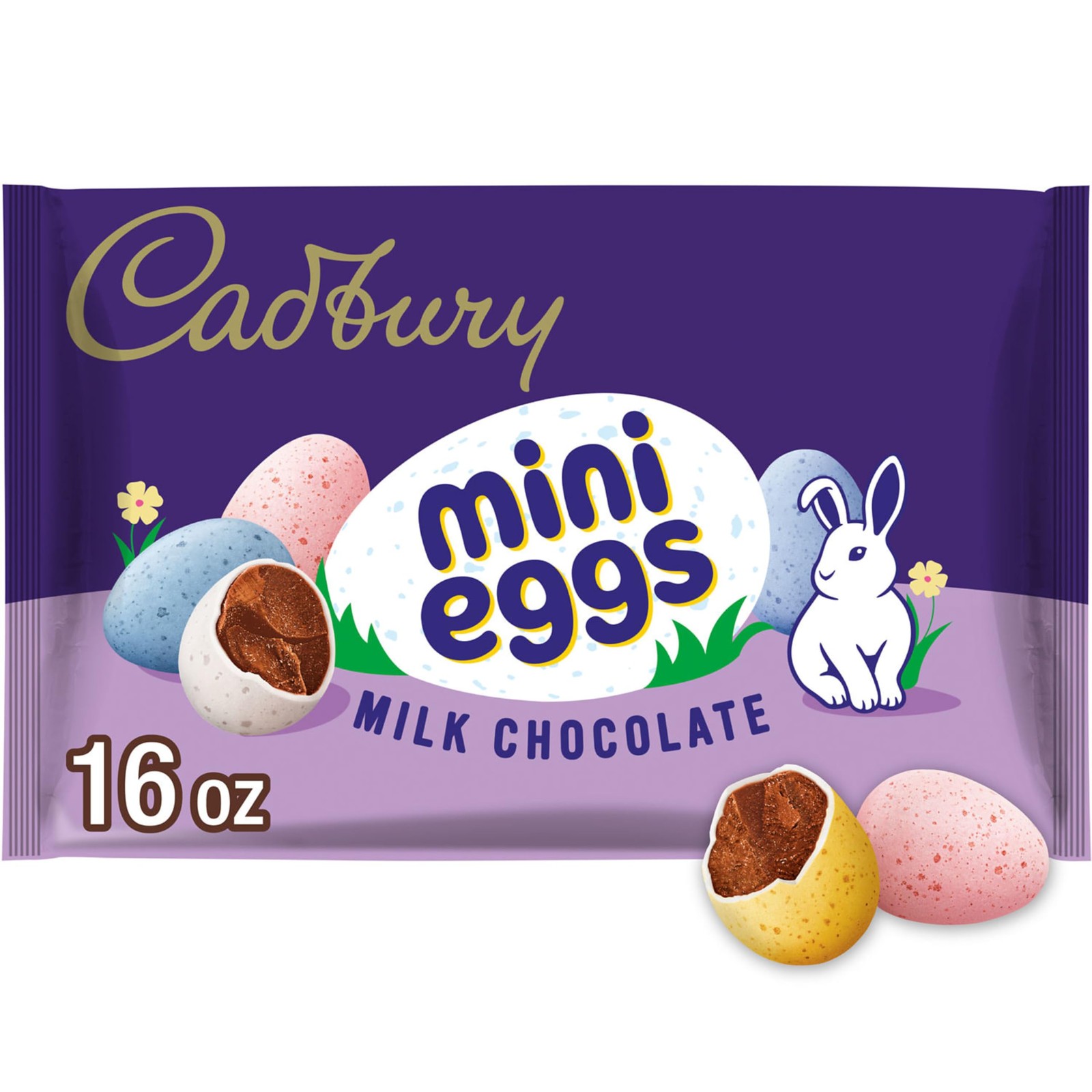 CADBURY MINI EGGS Milk Chocolate, Easter Candy Bag, 16 oz 16 OZ, Pastel colors