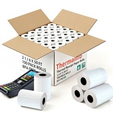 (100 pack) 2 1/4 x 50' thermal paper, POS Credit Card machine Receipt Paper Roll
