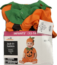 Jack O Lantern Infant Halloween Costume Pumpkin Sz 12-18 Months NEW