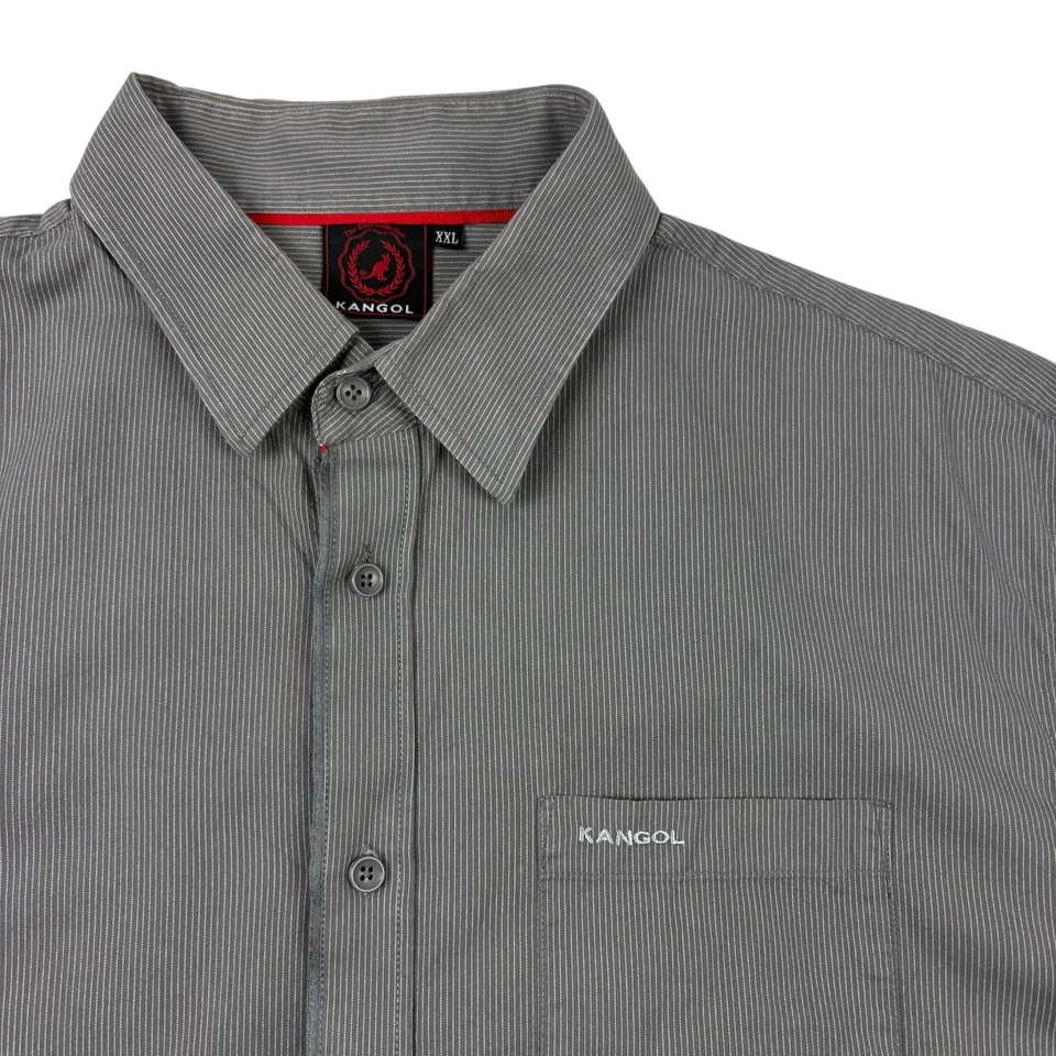 Kangol button up long sleeve grey striped shirt 2XL #0081 - Image 4 of 4