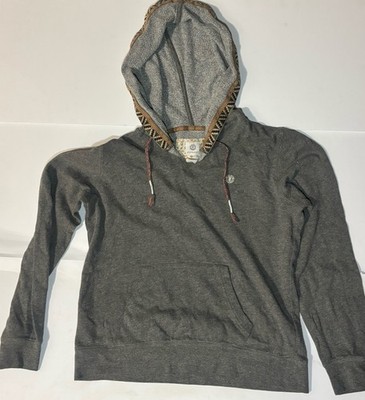 Element Hoodie Womens Large L Aztec Tribal Floral Lined Gray Sweatshirt - Fits M