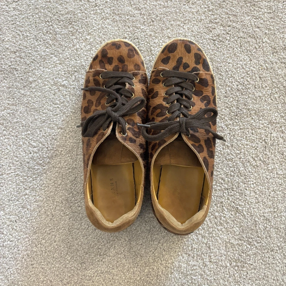 Sezane Womens Basket Brown Leopard Calf Hair Tennis Shoes EU 39 Sneakers Paris - Image 4 of 4