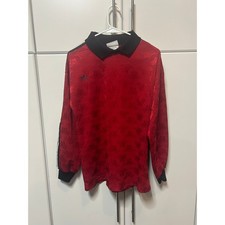 Vintage Adidas Trefoil Soccer Jersey Red Black Long Sleeve Made in USA Small