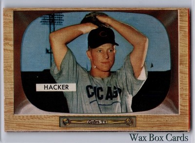 1955 Bowman #8 Warren Hacker P (pin hole/wrinkle) SET BREAK