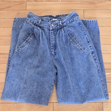 Vintage Jordache High Waisted Pleated Stone Washed Mom Jeans Bare Back Taper