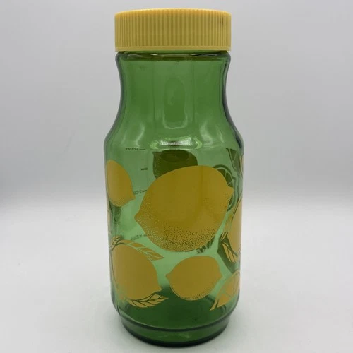 Vintage Anchor Hocking Lemonade Jar Green Glass Carafe Pitcher 1980s