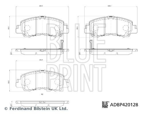 Bremsbelagsatz Scheibenbremse Vorne Blue Print ADBP420128 FÜR Mitsubishi-image