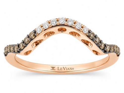 Le Vian 14K Rose Gold Band Ring for Women 1/4 cts White Chocolate Diamond Size 7
