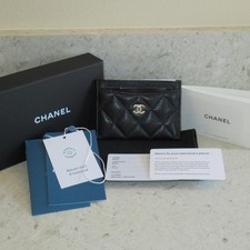 NEW Chanel Black Cavier Quilted Classic Card Holder Wallet Gold Hardware
