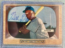 1955 BOWMAN GENE BAKER ROOKIE CARD (RC) #7 w/ on-card AUTO - NICE!  READ!. rookie card picture
