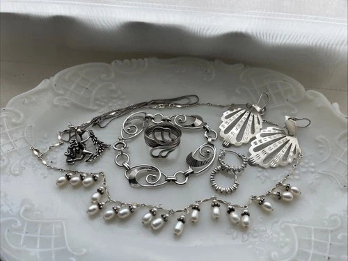 WoW Sterling Silver Jewelry Lot Vtg 2 Now Age Of Aquarius Water Element Boho 43G