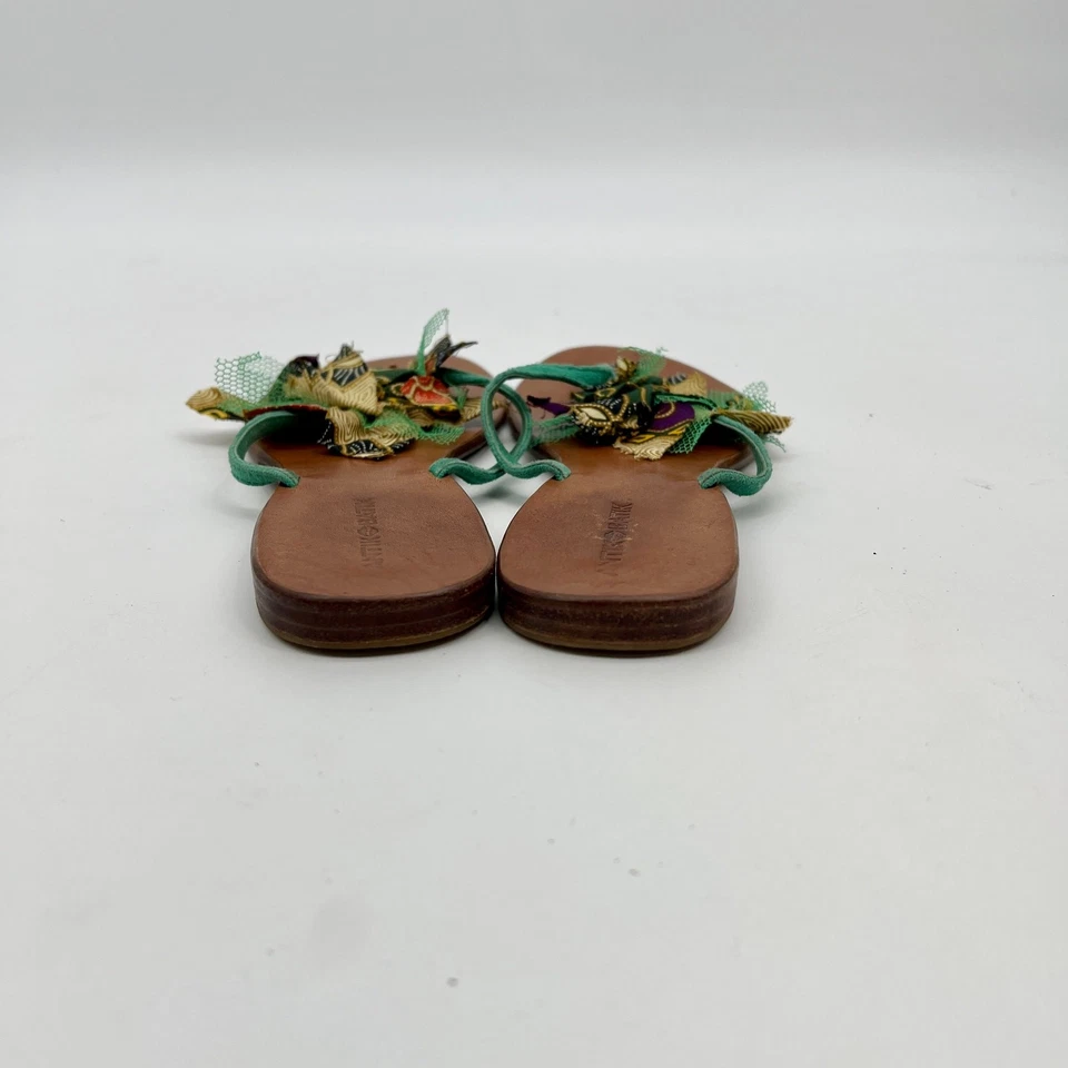 Sandalias de Tanga Antik Batik Cuero Verde EU 39 US 8.5 - 9 Beach Vacation Resort Foto 4 de 4