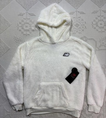 New Balance Sherpa Teddy Bear Hoodie Fleece Pullover Sweatshirt Kids Sz 10/12 M