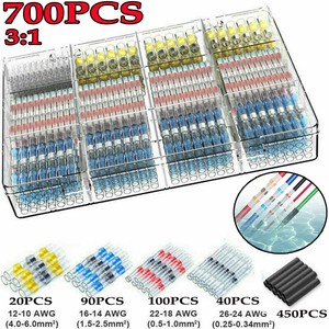 450Pcs Waterproof Solder Seal Sleeve Heat Shrink Butt Wire Connectors Terminals
