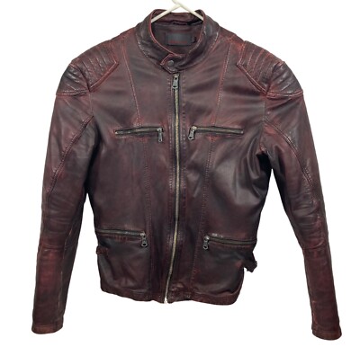 Distressed Autark Berlin Leather Jacket Rough Concept Large L Lamb Biker Mens