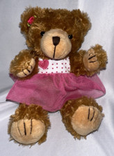 Plush Bear with Dress Movable Limbs Brown 10 in Jointed