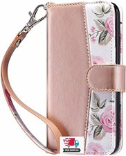 For iPhone7 Plus 8 Plus Wallet Case Protective Card Holder Credit Slot Leather