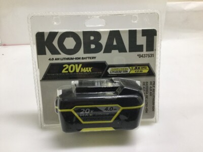 #ad KOBALT #0437531 20V MAX LITHIUM ION 4.0Ah up to 3X RUN BATTERY $43.99