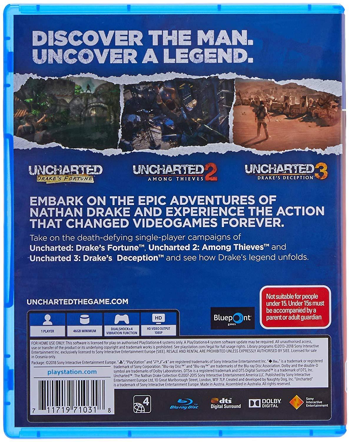 Uncharted The Nathan Drake Collection 3 Games for Sony Playstation 4 Age  16+