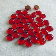 BA300 Vintage glass cabochons 10x8mm lt. siam ruby oval gold foiled 36