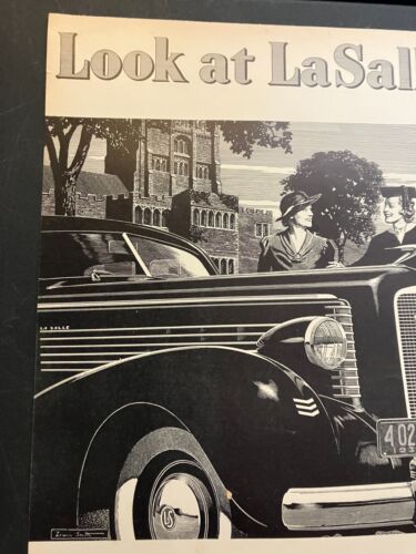 1937 LaSalle V-8 by Cadillac - Vintage Original Print Ad Garage Wall Art - CLEAN - Picture 2 of 5