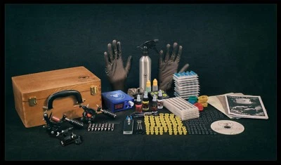 JOKER TATTOO LTD Tattoo Set BLUE LCD Power supply professional USA INK 3 x Guns MACHINES UK Kit