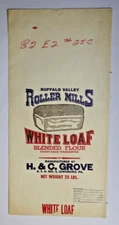 X LARGE Vintage Paper Sack Bag - WHITE LOAF FLOUR, H & C GROVE, LEWISBURG 1998