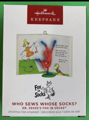 Hallmark 2023 Dr. Seuss's Fox In Socks WHO SEWS WHOSE SOCKS? Ornament ~ NMIB