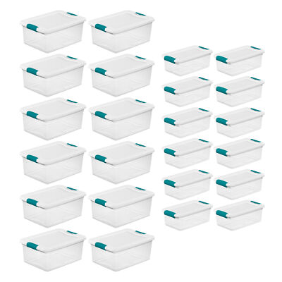Sterilite 15 Qt Stackable Storage Boxes & 6 Qt Organizing Bins, 12 Pack Each