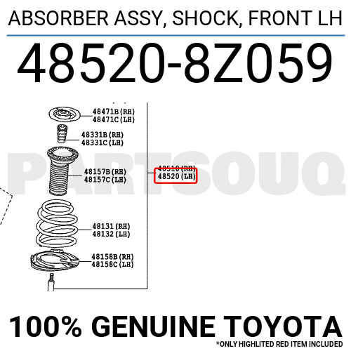 485208Z059 Genuine Toyota ABSORBER ASSY, SHOCK, FRONT LH 48520
