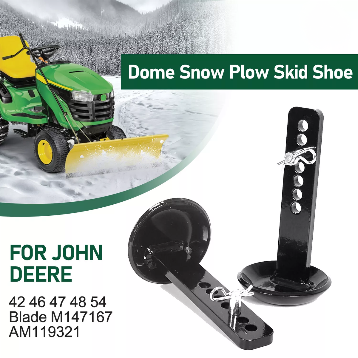 Snow Plow Dome Skid Shoes Heavy Duty For John Deere Runner