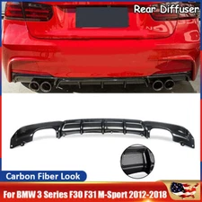 For 2012-18 BMW 3 Series F30 F31 340i/335i Rear Bumper Diffuser Lip Carbon Look