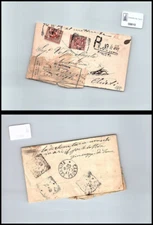 Storia postale Regno VEII da Canosa Sannita a Chieti sassone 69+71 Raccomandata